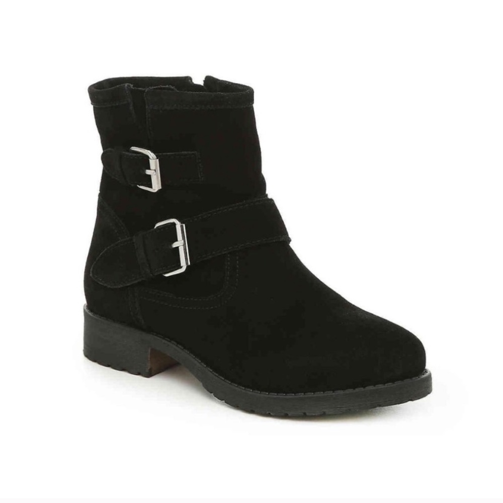 Steve Madden Alick Black Suede Motorcycle Bootie